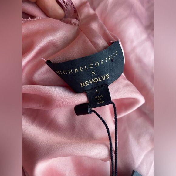 NWT Michael Costello X  Revolve  Pink Chiffon Size Large various ways to use - Picture 7 of 11